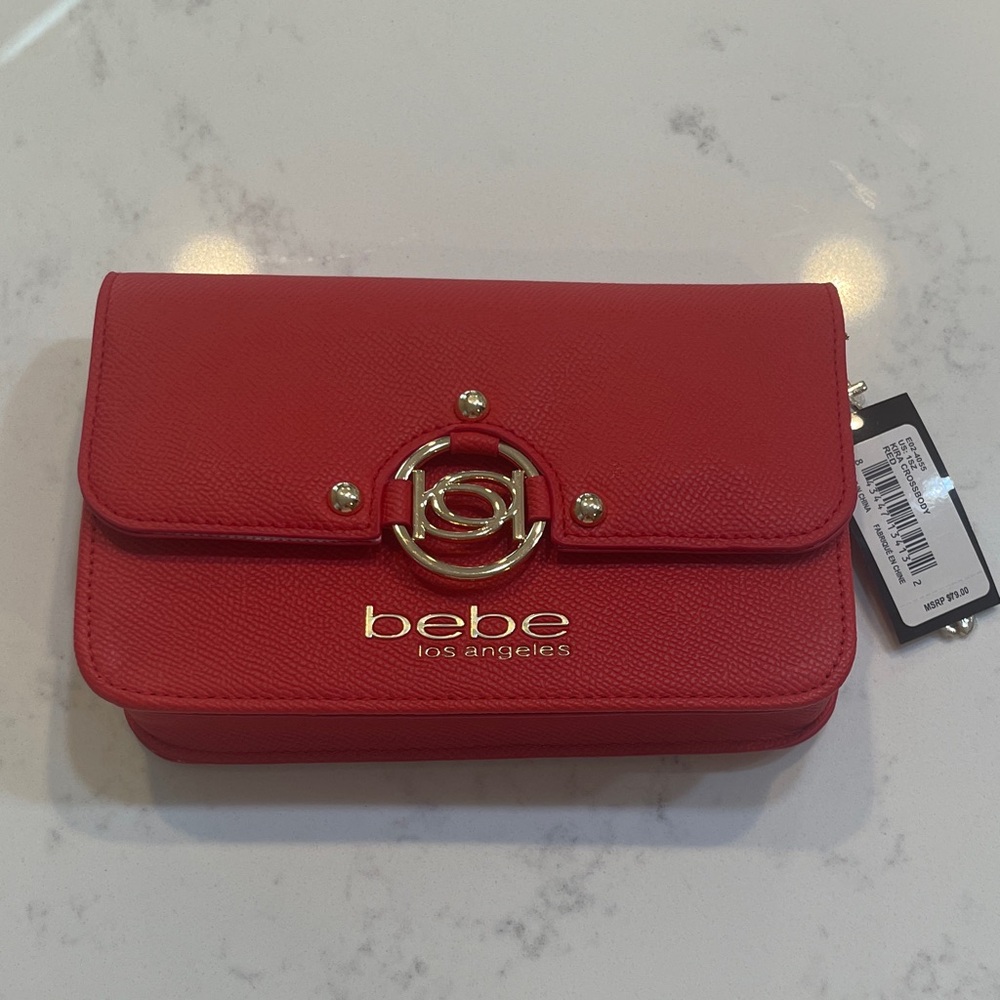 NWT Bebe Red Crossbody with Gold Accents